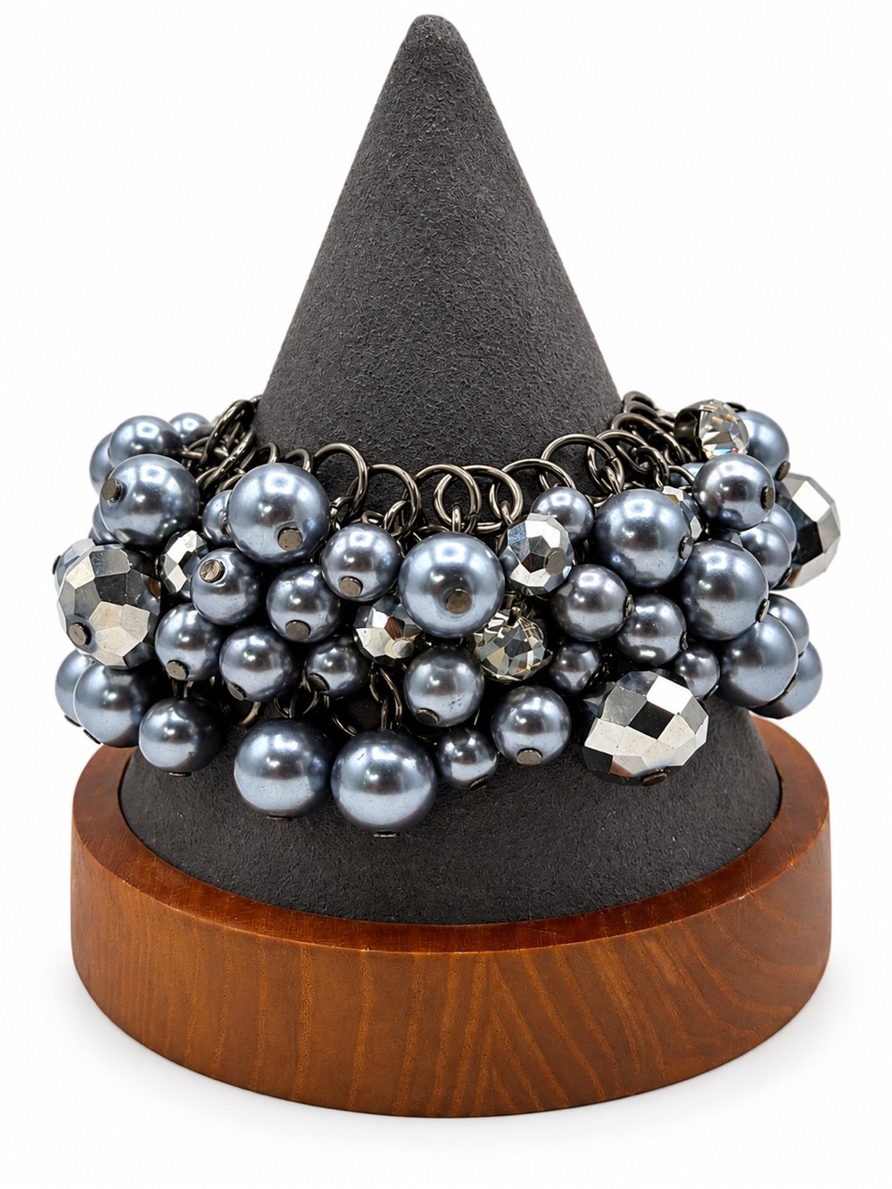 Cluster Pearl Bracelet - Gunmetal Gray